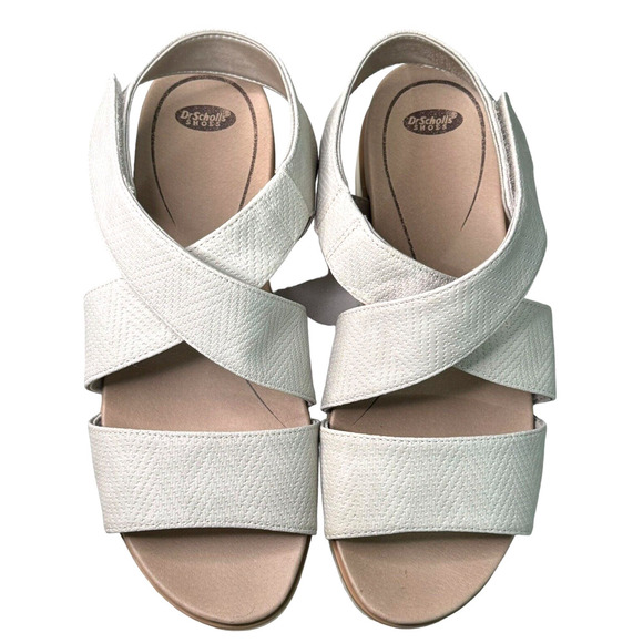 Dr. Scholls Get It Beige Cream Strappy Wedge Sandals Women's 8.5M Hook & Loop - Picture 6 of 8